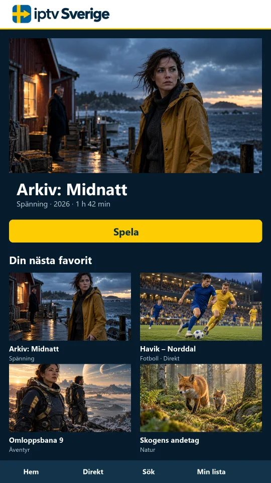 Appen i mobilen med en utvald titel och innehållsrader.